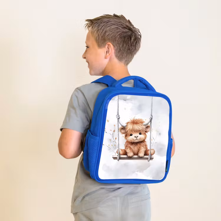 Kids backpack - Blue - Scottish highlander - Animal - Children — 2