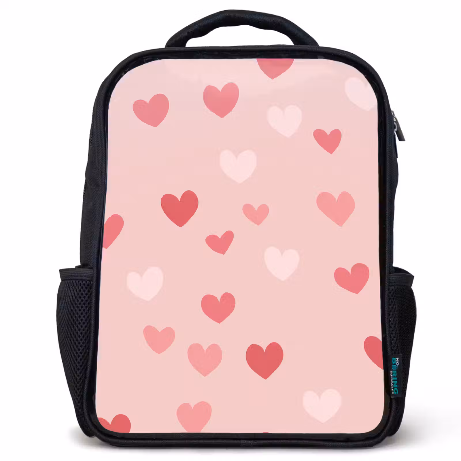 Kids backpack - Black - Hearts - Pattern - Pink — 1
