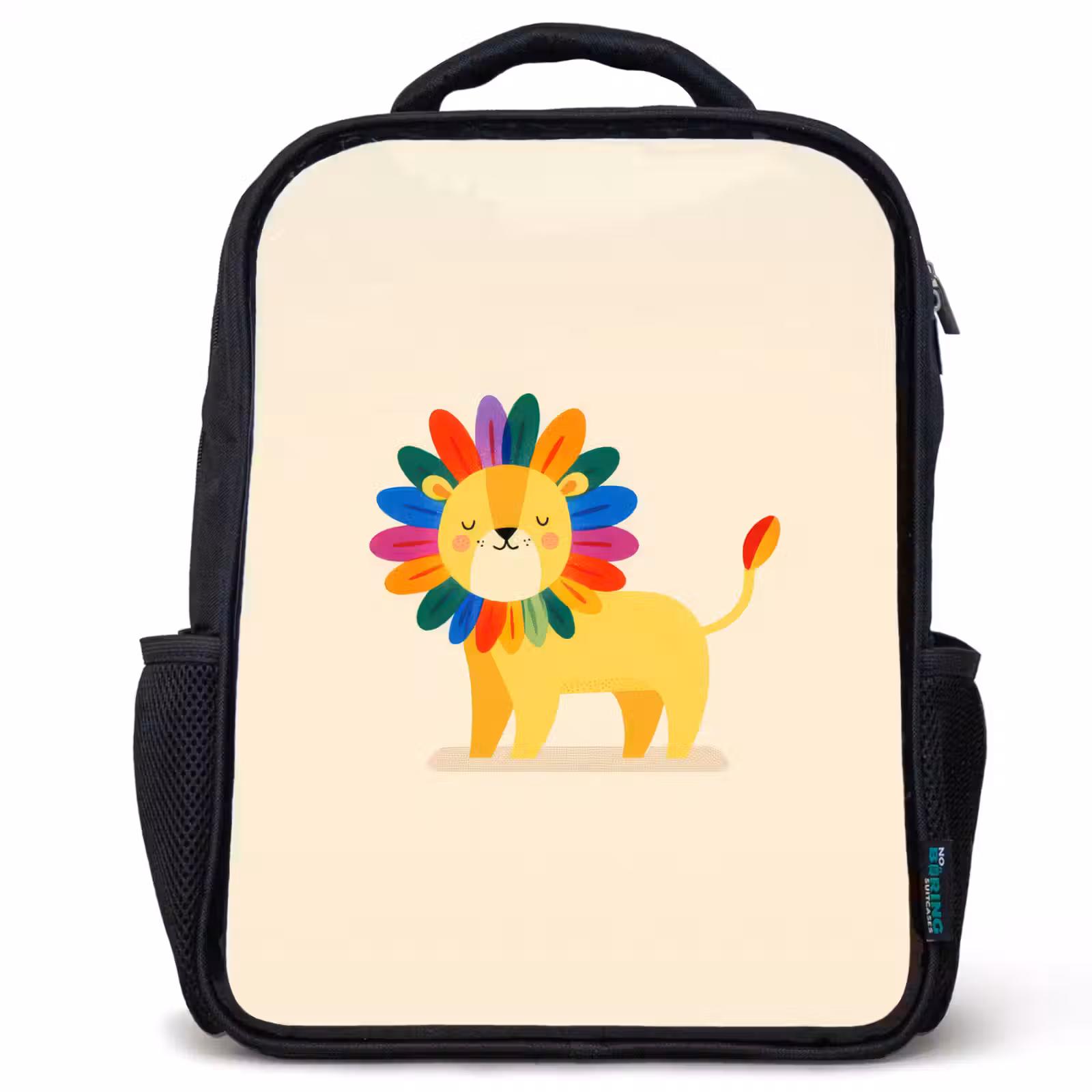 Kids backpack - Black - Lion - Colorful mane - Beige — 1