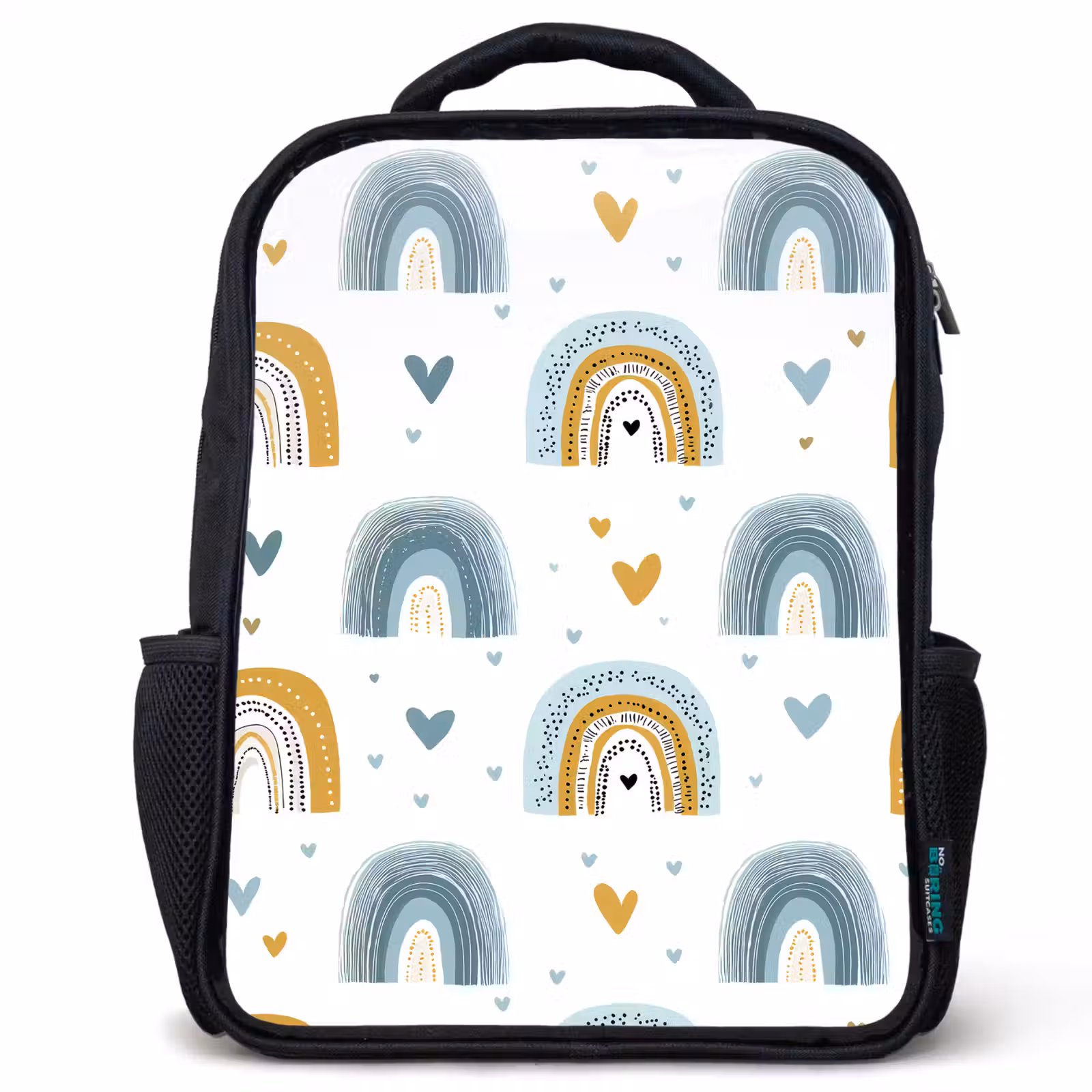 Kids backpack - Black - Pattern - Rainbow - Hearts — 1