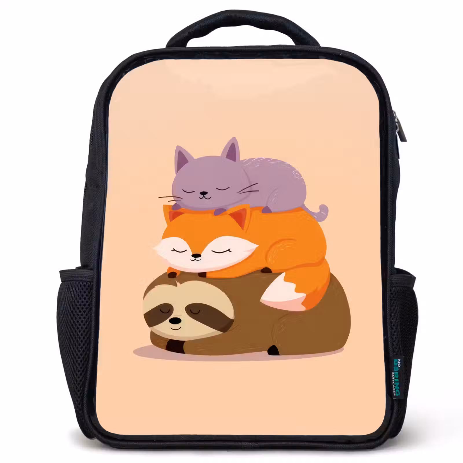 Kids backpack - Black - Sloth - Fox - Cat - Sleepy — 1