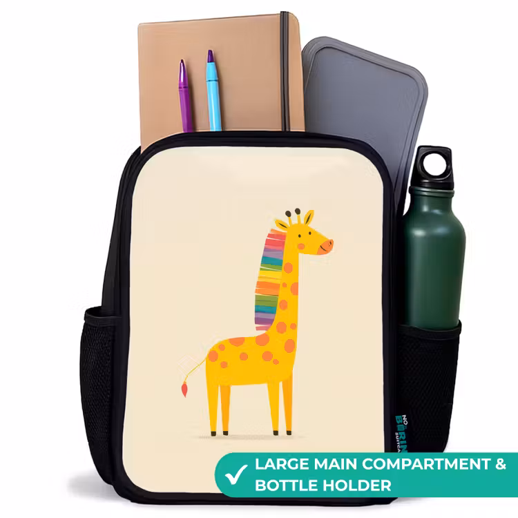 Kids backpack - Black - Giraffe - Rainbow Mane - Beige — 10