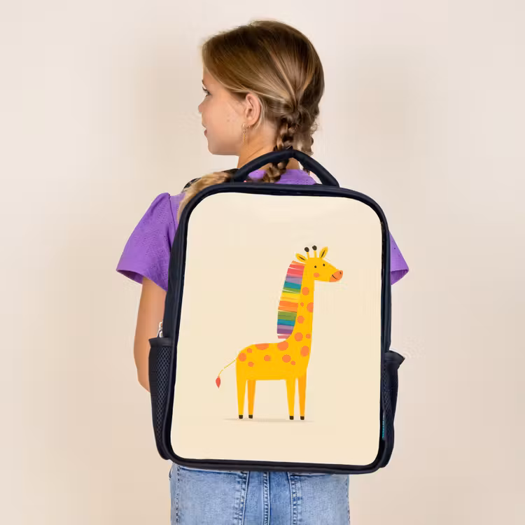 Kids backpack - Black - Giraffe - Rainbow Mane - Beige — 4