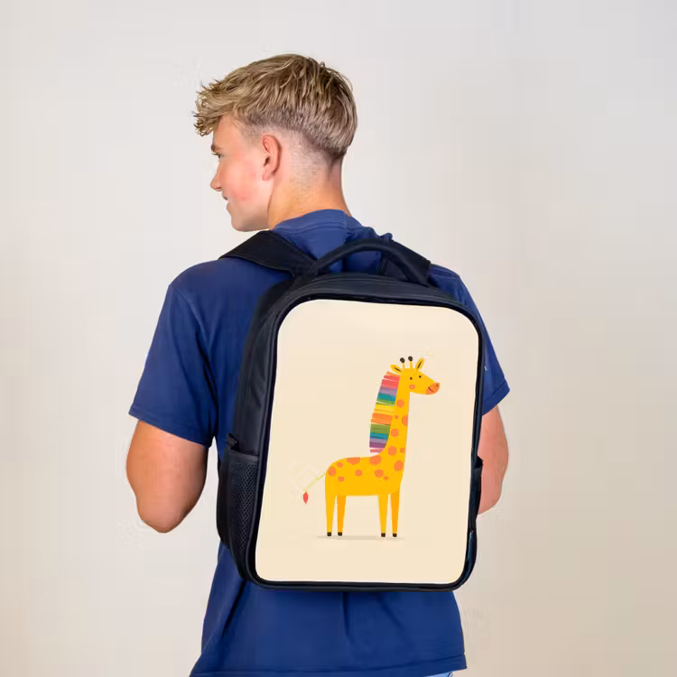 Kids backpack - Black - Giraffe - Rainbow Mane - Beige — 5