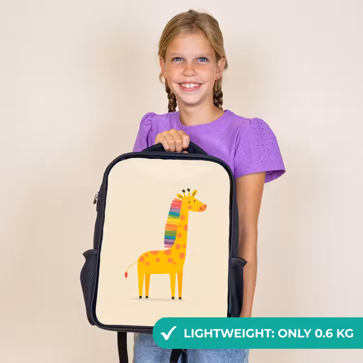 Kids backpack - Black - Giraffe - Rainbow Mane - Beige — 9