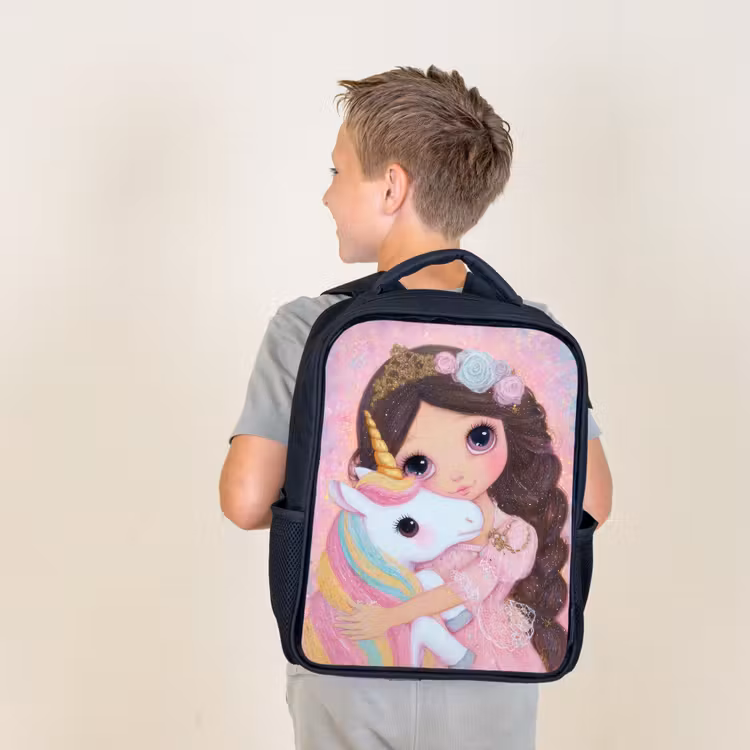 Kids backpack - Black - Girl - Unicorn - Glitter — 2