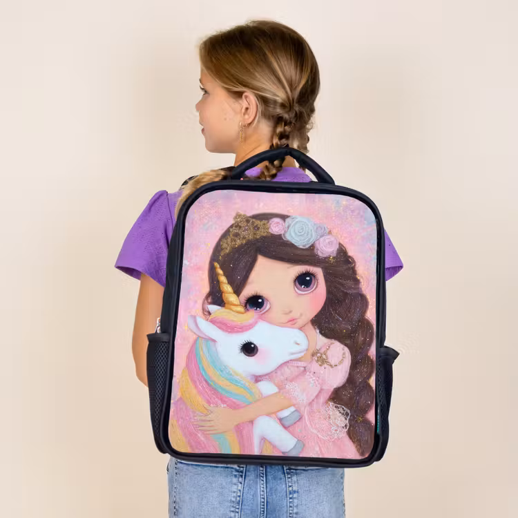 Kids backpack - Black - Girl - Unicorn - Glitter — 4