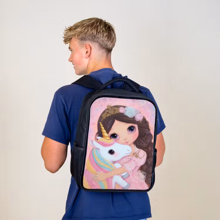 Kids backpack - Black - Girl - Unicorn - Glitter — 5