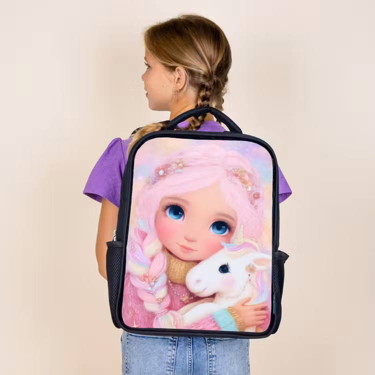 Kids backpack - Black - Girl - Unicorn - Pink — 4