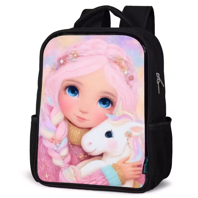 Kids backpack - Black - Girl - Unicorn - Pink — 6