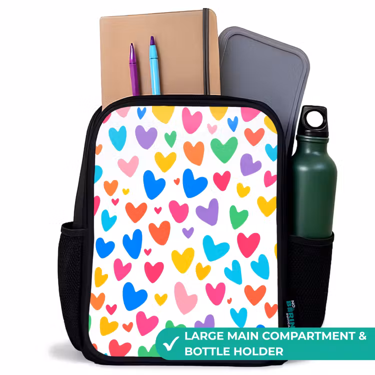 Kids backpack - Black - Hearts - Colorful - Pattern - Vibrant — 10