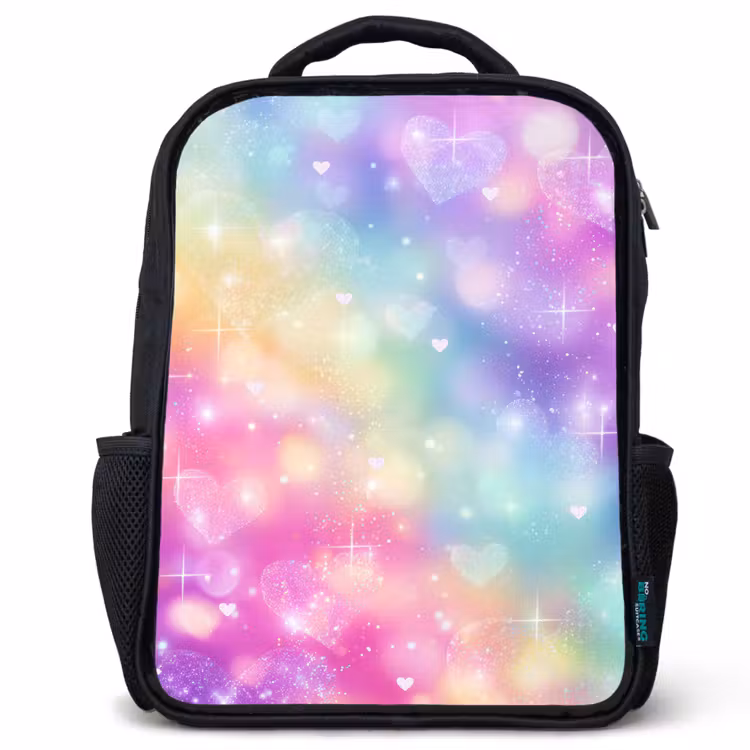 Kids backpack - Black - Light - Rainbow - Hearts — 1