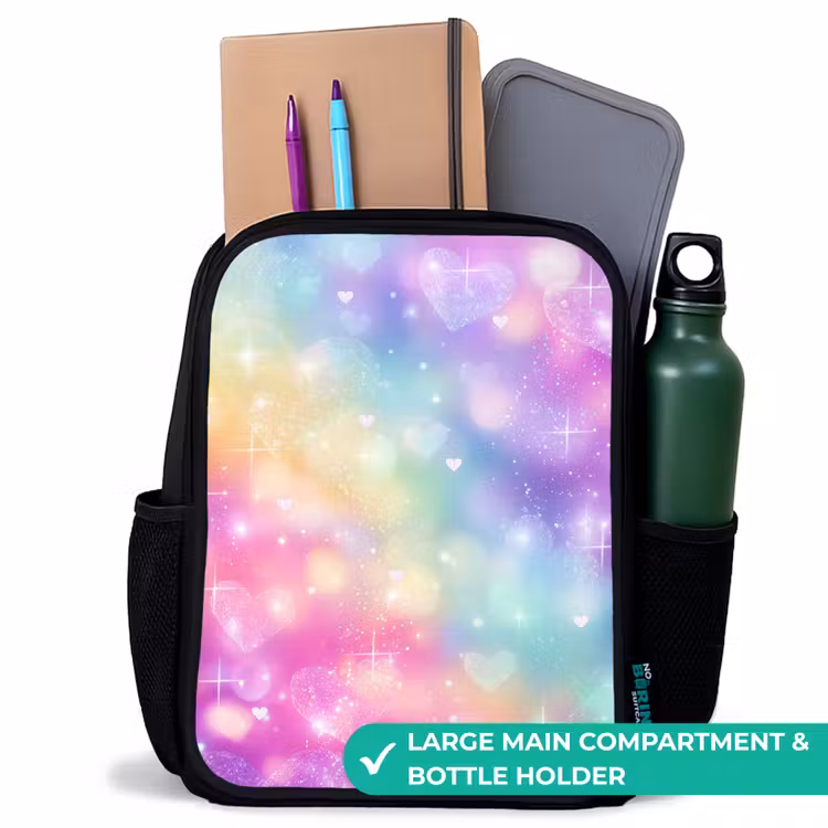 Kids backpack - Black - Light - Rainbow - Hearts — 10