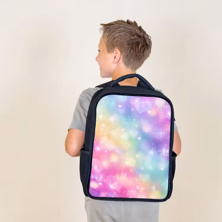 Kids backpack - Black - Light - Rainbow - Hearts — 2