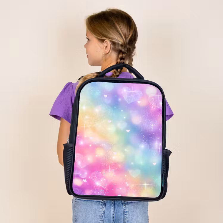 Kids backpack - Black - Light - Rainbow - Hearts — 4