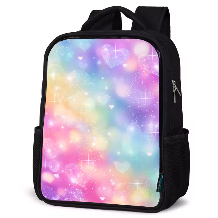 Kids backpack - Black - Light - Rainbow - Hearts — 6