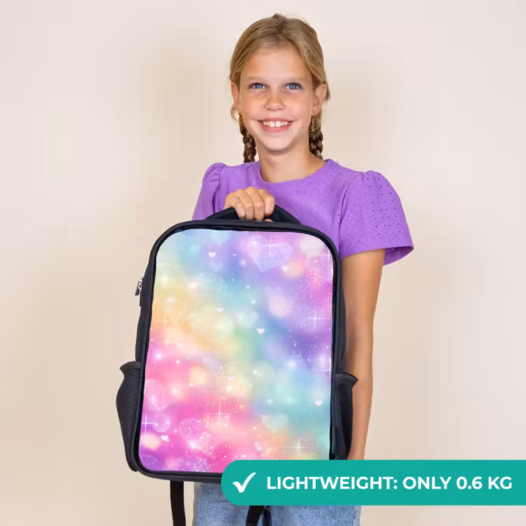 Kids backpack - Black - Light - Rainbow - Hearts — 9