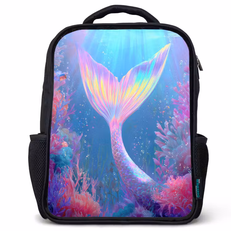 Kids backpack - Black - Mermaid tail - Coral - Water — 1