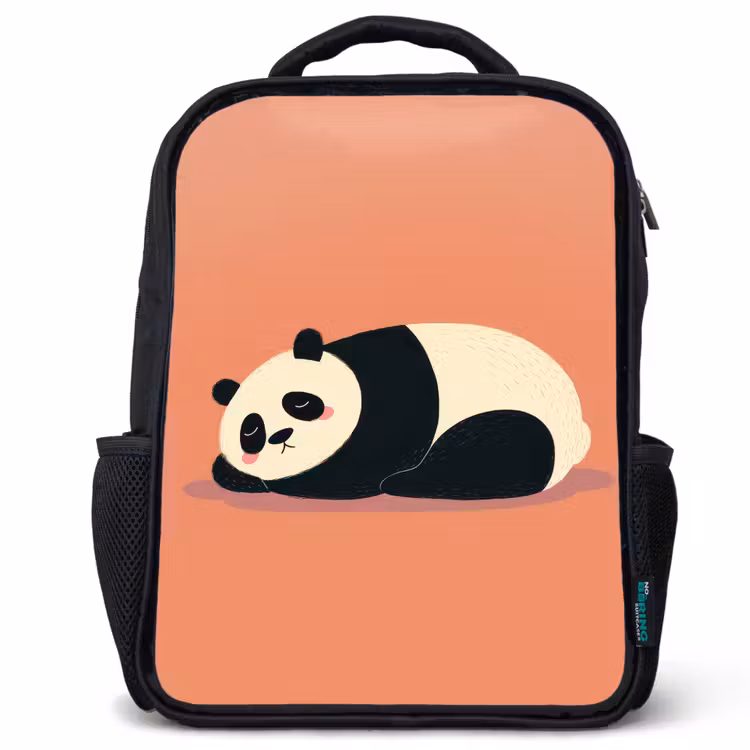 Kids backpack - Black - Panda - Sleep - Orange — 1