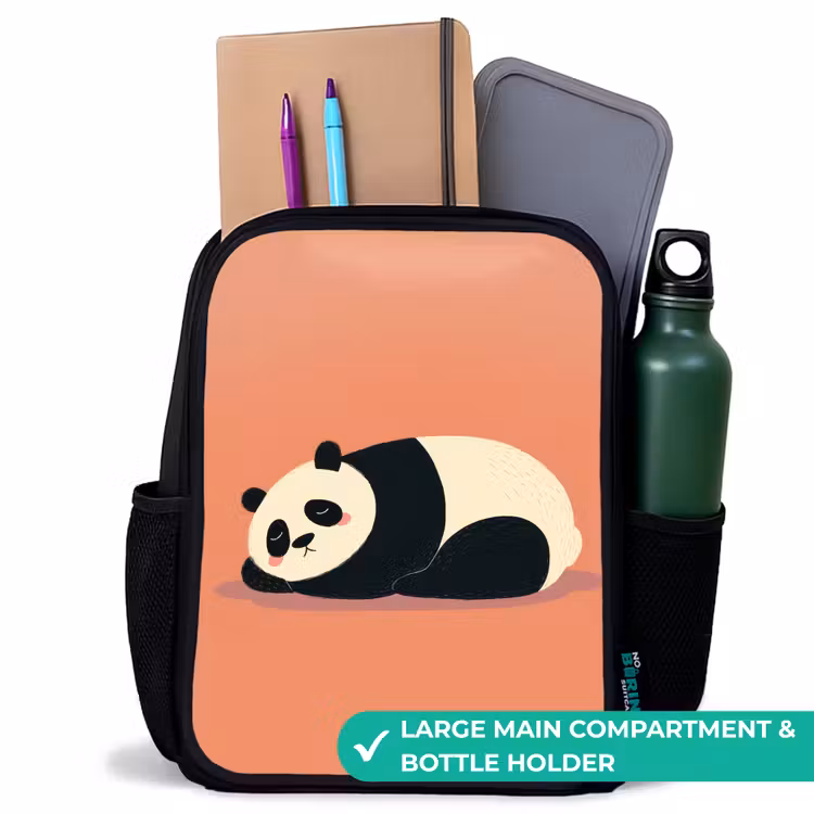Kids backpack - Black - Panda - Sleep - Orange — 10