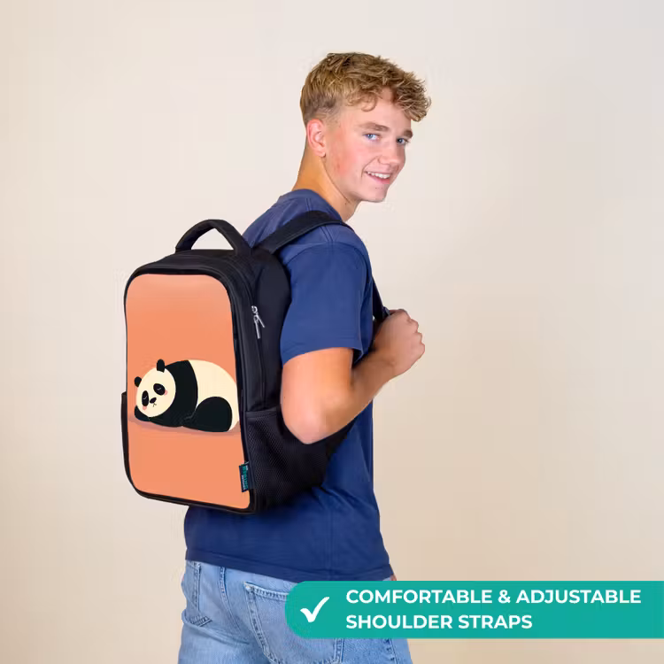 Kids backpack - Black - Panda - Sleep - Orange — 11