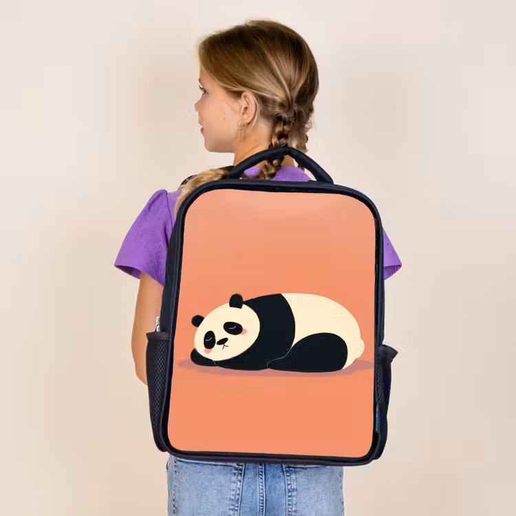 Kids backpack - Black - Panda - Sleep - Orange — 4