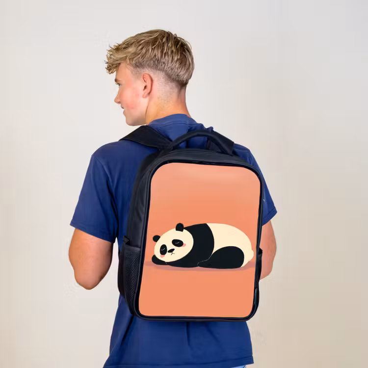 Kids backpack - Black - Panda - Sleep - Orange — 5