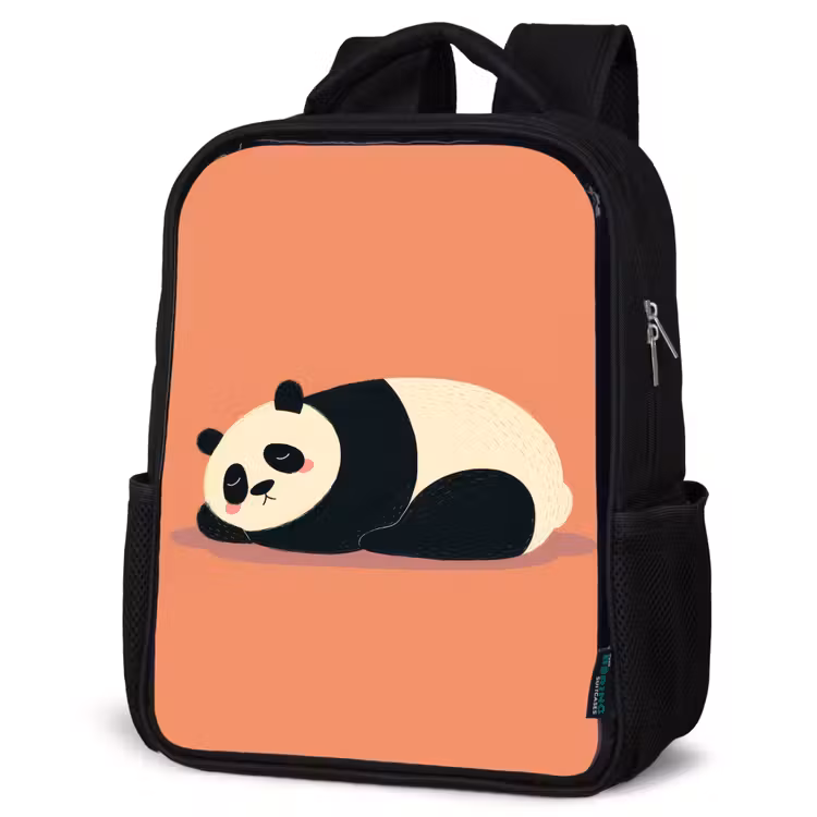 Kids backpack - Black - Panda - Sleep - Orange — 6