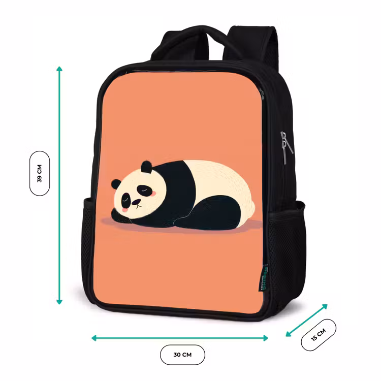 Kids backpack - Black - Panda - Sleep - Orange — 8