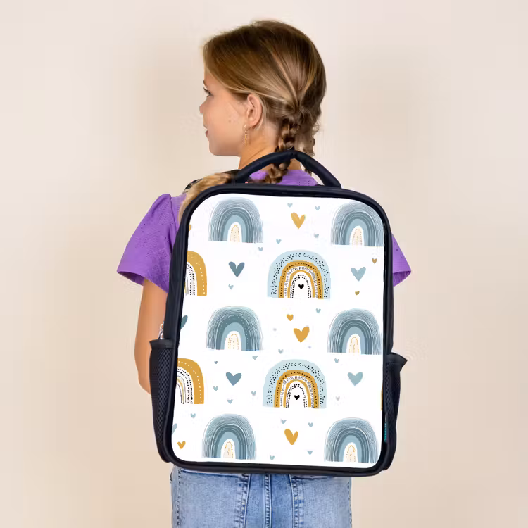 Kids backpack - Black - Pattern - Rainbow - Hearts — 4
