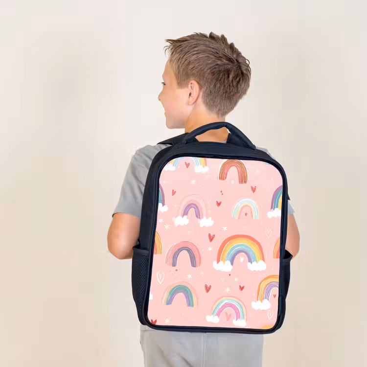 Kids backpack - Black - Rainbow - Pattern - Pastel — 2