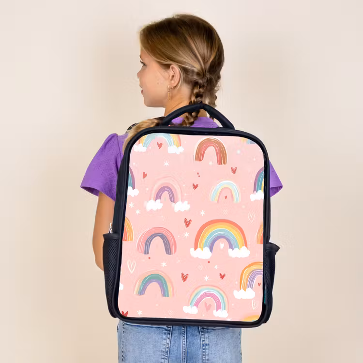 Kids backpack - Black - Rainbow - Pattern - Pastel — 4