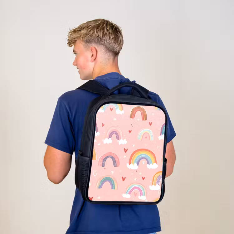 Kids backpack - Black - Rainbow - Pattern - Pastel — 5