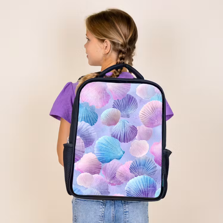 Kids backpack - Black - Shells - Purple - Blue - Pattern — 4