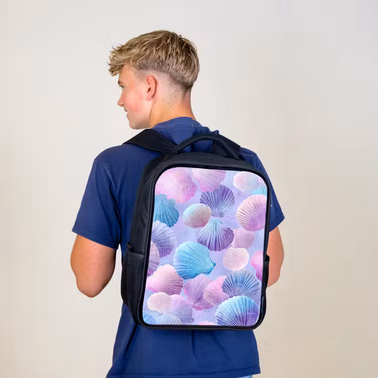 Kids backpack - Black - Shells - Purple - Blue - Pattern — 5