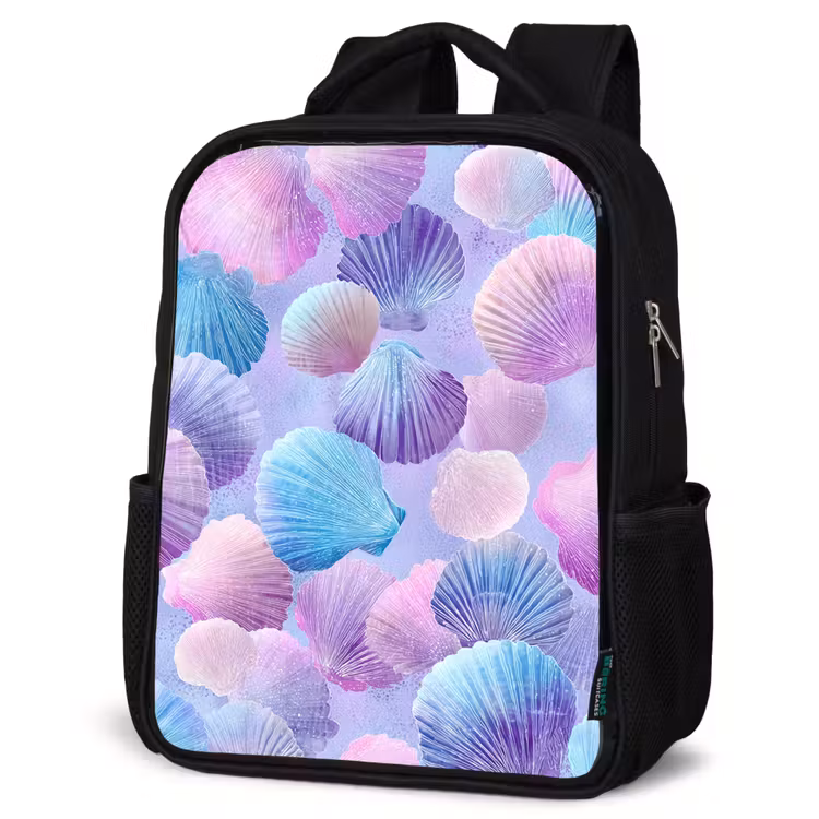 Kids backpack - Black - Shells - Purple - Blue - Pattern — 6