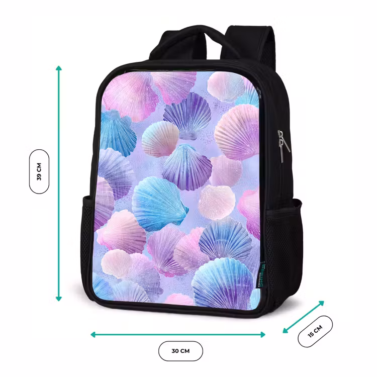 Kids backpack - Black - Shells - Purple - Blue - Pattern — 8
