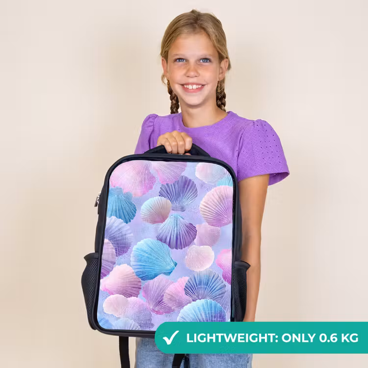 Kids backpack - Black - Shells - Purple - Blue - Pattern — 9