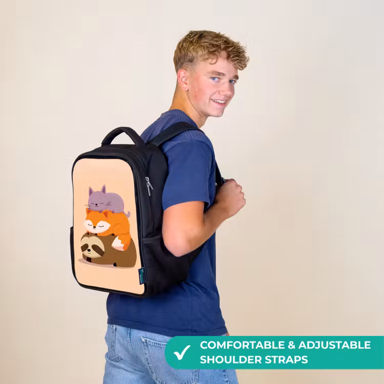 Kids backpack - Black - Sloth - Fox - Cat - Sleepy — 11