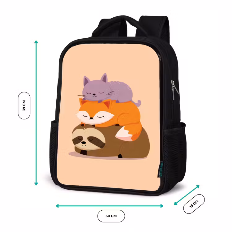 Kids backpack - Black - Sloth - Fox - Cat - Sleepy — 8