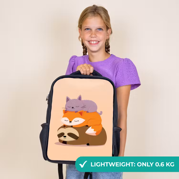 Kids backpack - Black - Sloth - Fox - Cat - Sleepy — 9
