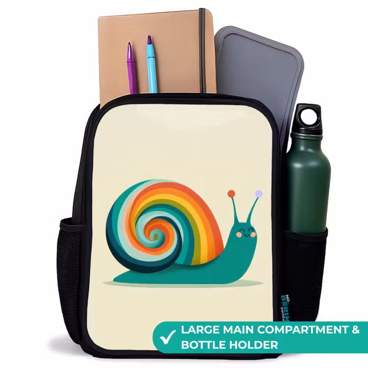 Kids backpack - Black - Snail - Rainbow Shield - Green — 10