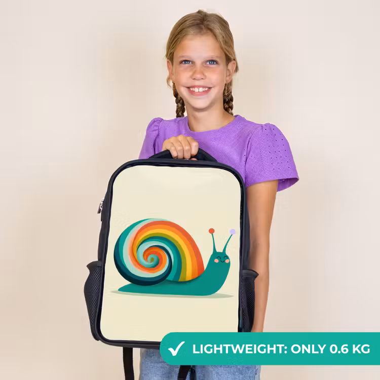 Kids backpack - Black - Snail - Rainbow Shield - Green — 9