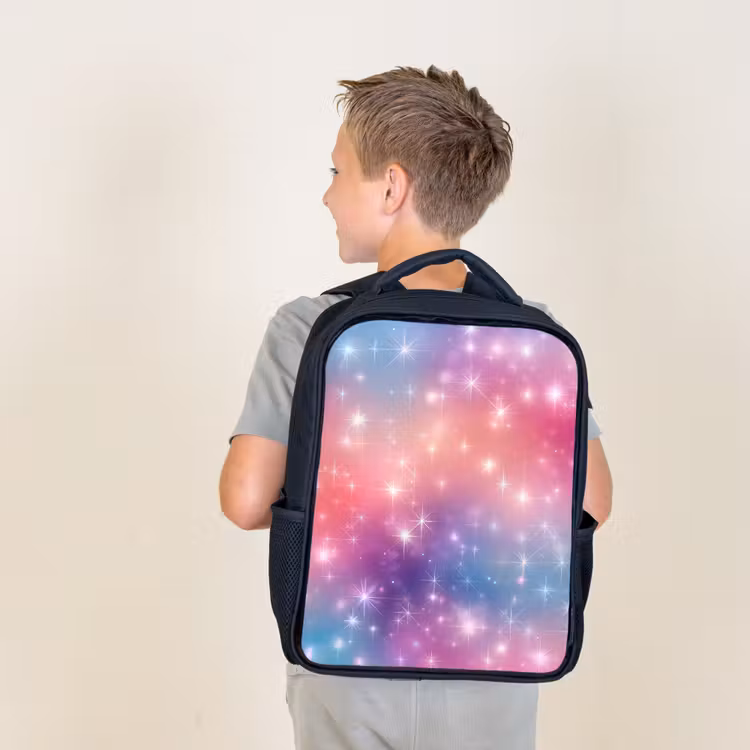Kids backpack - Black - Stars - Abstract - Colors — 2
