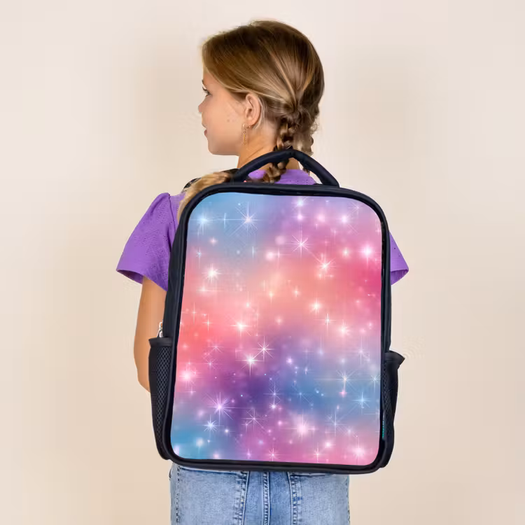 Kids backpack - Black - Stars - Abstract - Colors — 4