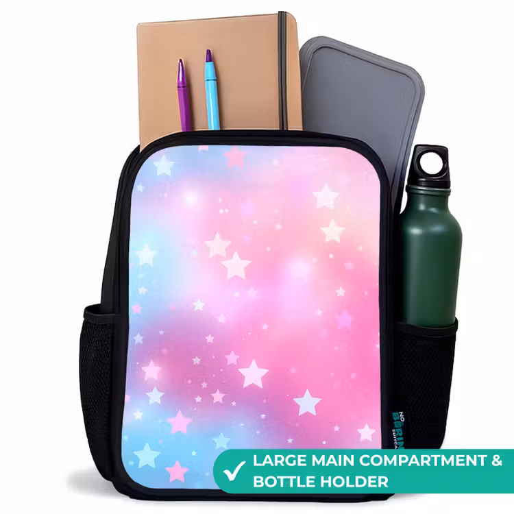 Kids backpack - Black - Stars - Pink - Blue — 10