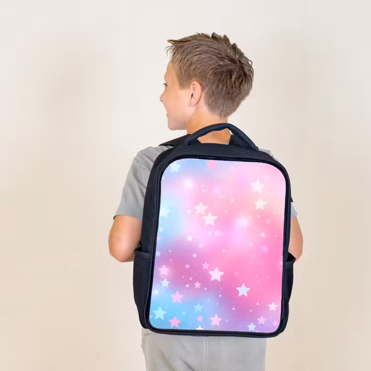 Kids backpack - Black - Stars - Pink - Blue — 2
