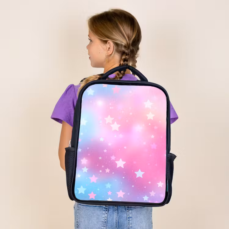 Kids backpack - Black - Stars - Pink - Blue — 4