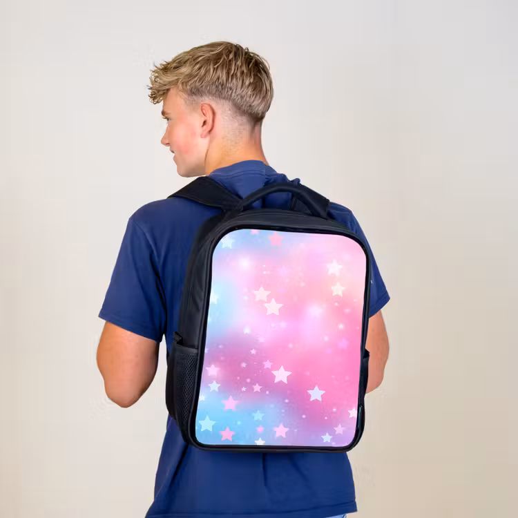 Kids backpack - Black - Stars - Pink - Blue — 5