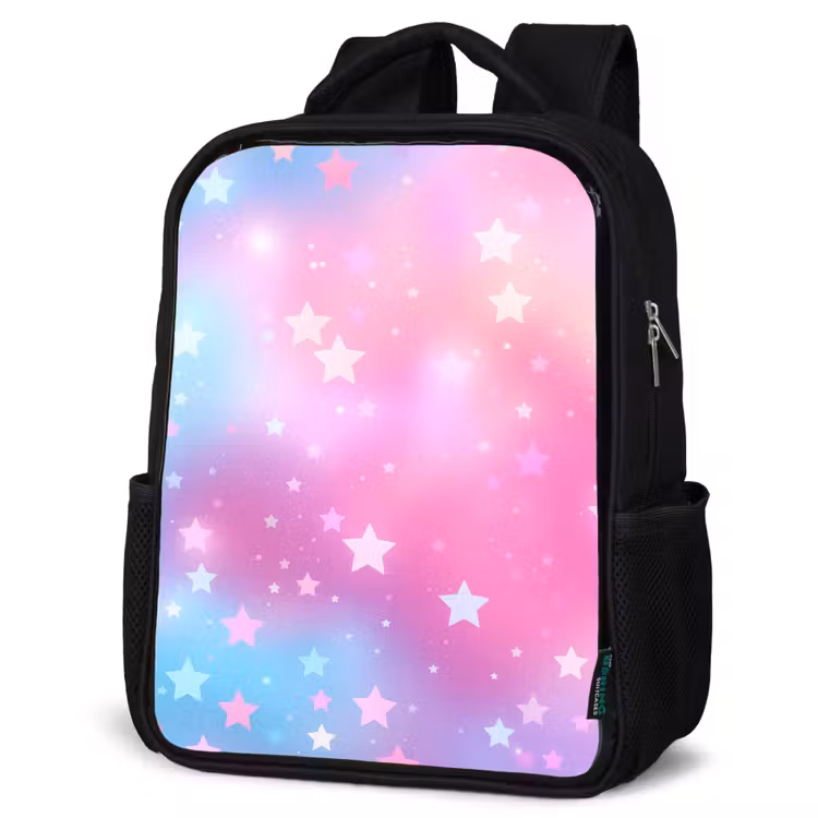 Kids backpack - Black - Stars - Pink - Blue — 6